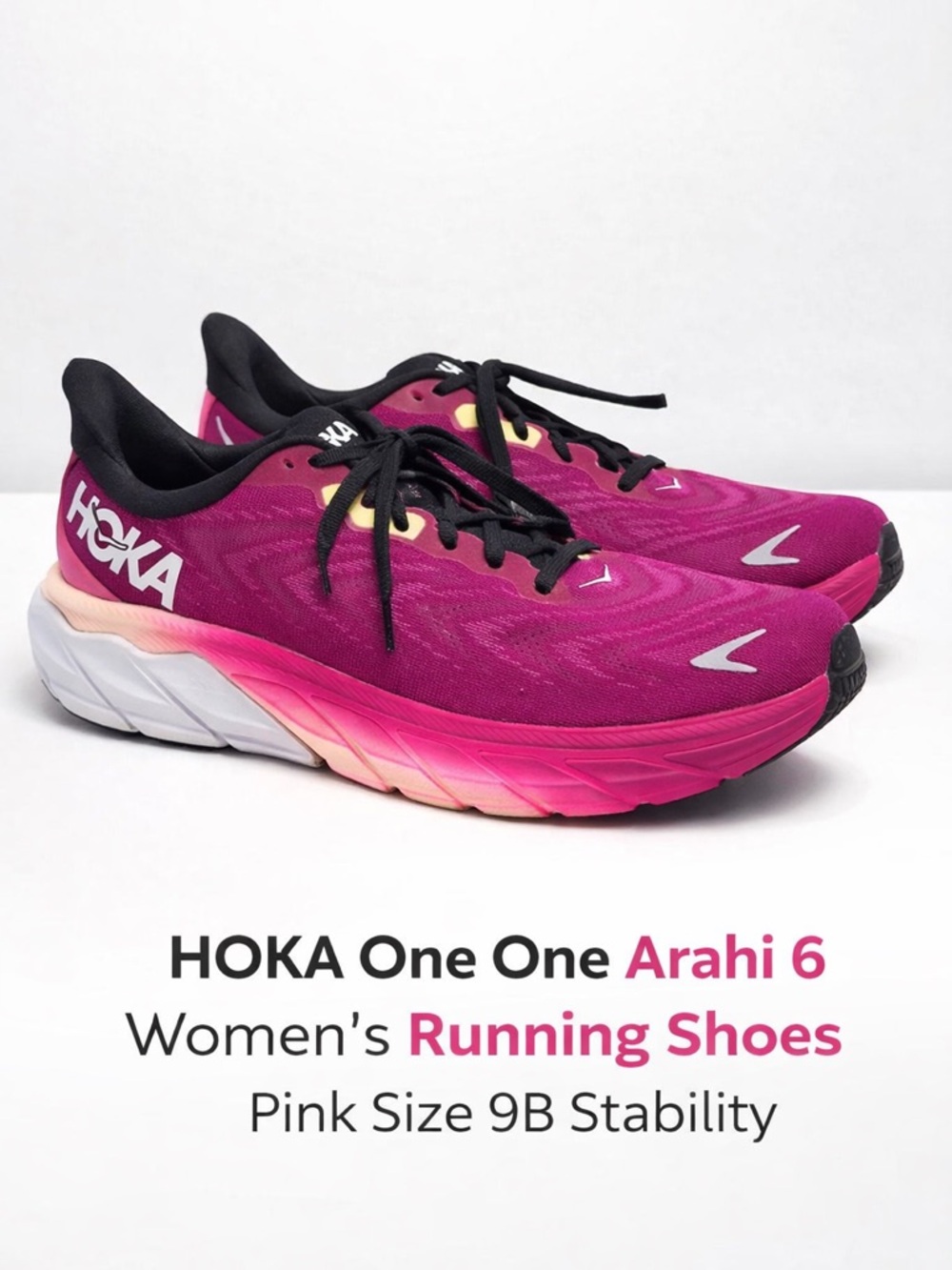 Hoka One One Arahi 6 Women's Magenta and Black Running Shoes